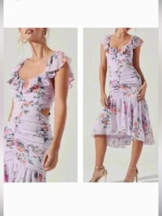 Astr Dresses & Skirts - ASTR Romantic Lavender Pink Multi Floral Ruffle High-Low Dress Wedding Formal XS